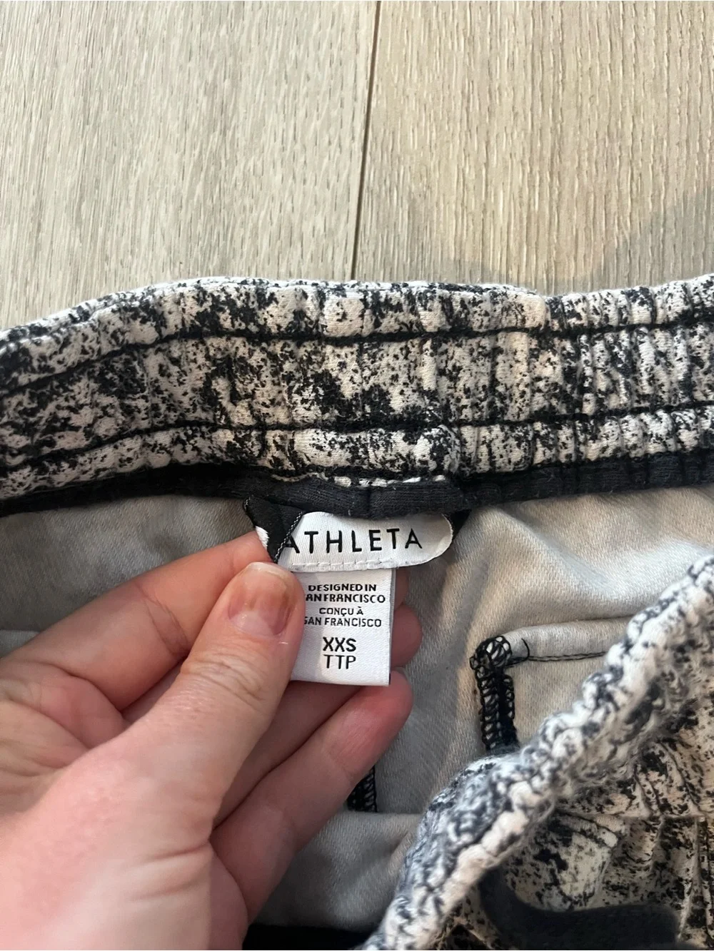 Athleta Black and White Speckled Athletic Lounge Shorts